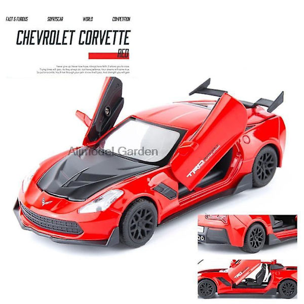 1:32 Corvette Leluauto Metallinen Lelu Valettu & Leluajoneuvot Automalli Red