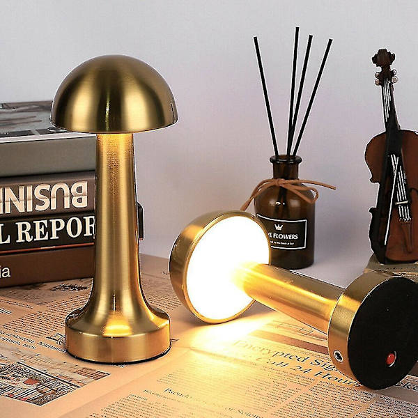 Rechargeable Led Table Lamp Touch Sensor Desk Light Bedroom Restaurant Bar Decor Gold Dumbbell
