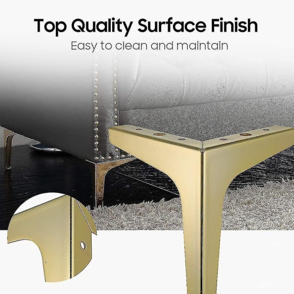 Fong Fong 7" / 17.5cm Furniture Legs, 4 Modern Metal Diamond Triangle Furniture Feet Diy Replacement For Cabinet Cupboard Sofa Couch Chair Ottoman