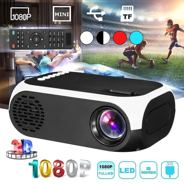 Mini Projektor Støtter 1080p Trådløs Hd Usb Bærbar Kinoprojektor Hjemmekinosystem Støtte 3 white