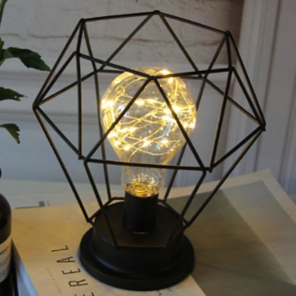 Metallbur Bordlamper Batteridrevne Nattlamper Med LED-lys For Soverom A
