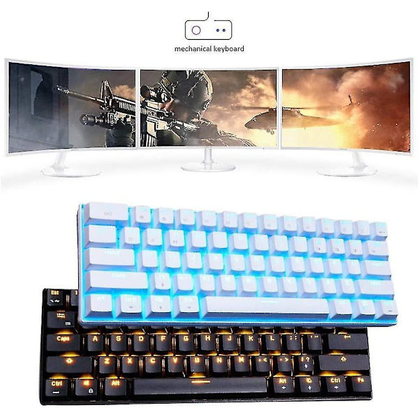 Gaming Keyboard, Rk61 Dual-mode Bluetooth Mechanical Keyboard (wired / Wireless), With Led Backlight, Standby For 360 Hours, For Computer, Mobile Phon