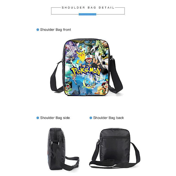 3pcs Pokmon Schoolbag Pikaqiu Backpack Polyester Comfortable Lightening Children's Bag 7
