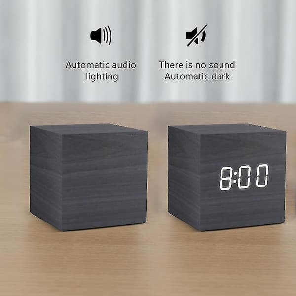 Alarm Clock Led Wooden Watch Table Voice Control Usb/aaa Powered Electronic Desktop Clocks-cl.