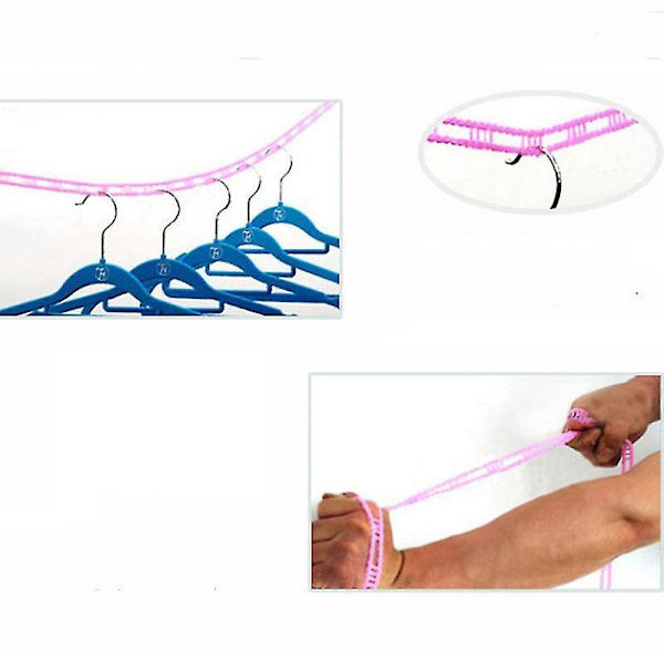 Clothes Hanging Rope Fence Shape With Hook And Partition For Hang Outdoor Travel Clothesline Clothes Hanging Rope Home Pink 10M