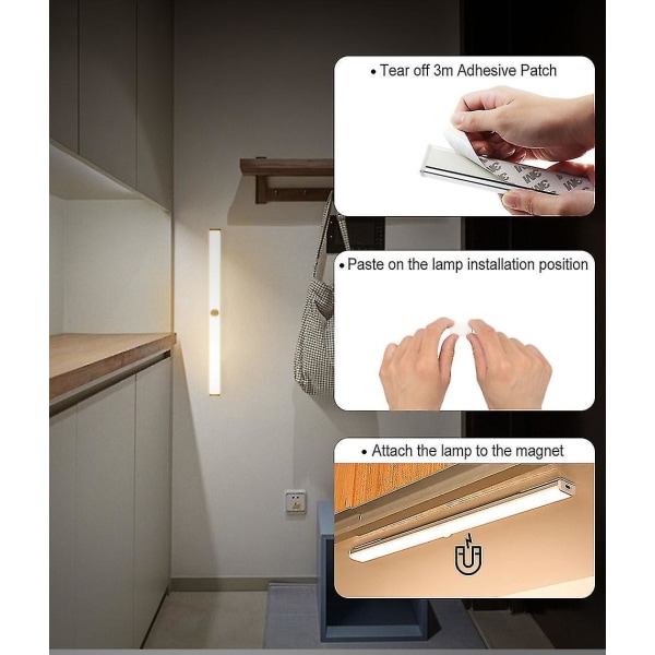 LED Skaplys 6/10/20 LED PIR Bevegelsessensor Nattlys Dimbar Under Skap For Skap Garderobe Trapper Kjøkken 20 Lights