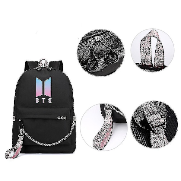 Backpacks Bts Backpack Cute Usb Charging School Bag Color-1