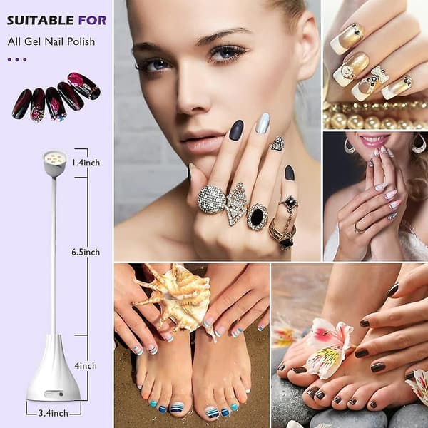 Led Uv Nail Lamp, Mini Lotus Hands Free Light Rotatable Nail Dryer Quick Dry Nail Polish Curing Lamp Gooseneck Flash Cure Light