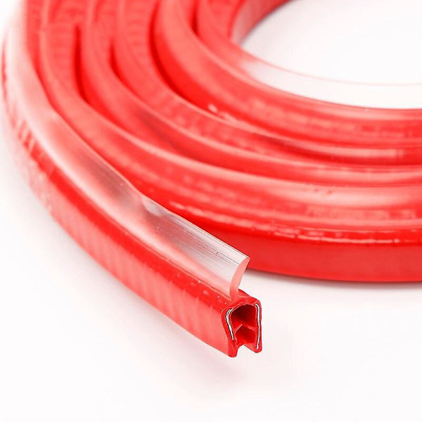 5m Car Door Anti Collision Soundproof Strip With Steel Disc Bumper Trim Edge Scratch Protector Strip Sealing Guard Styling Decor Red