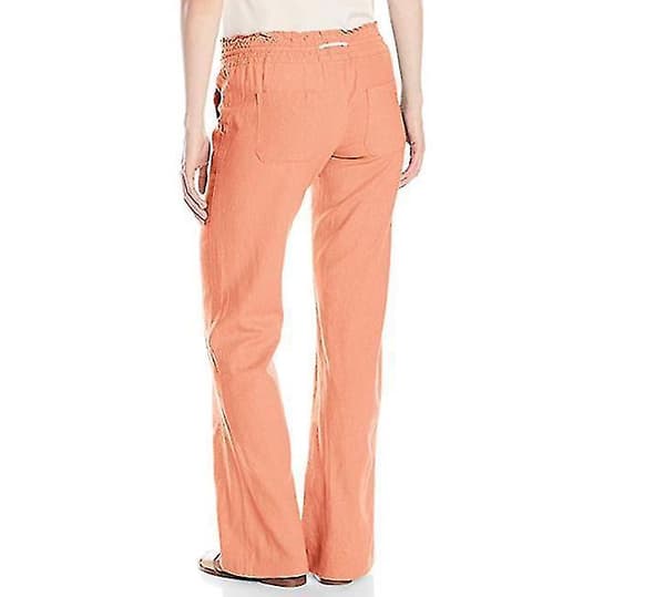 Women's Cotton Linen Pants Beach Pant orange M
