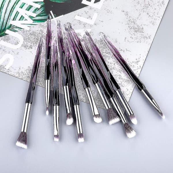10 Pieces Purple Makeup Eye Brush Set,diamond Handle Eyeshadow Makeup Brushes,professional Cosmetics Eyebrow Lip Make Up Tools