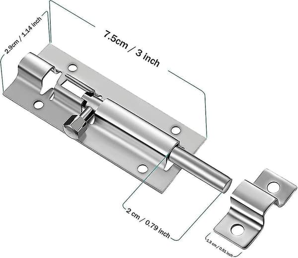 4-pak Dørsikkerheds Skydehaspe Lås Cylinderbolt Haspe Skyde Dørbolt Rustfrit Stål Gave