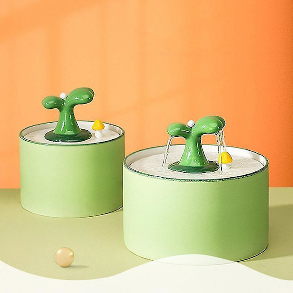 Ceramic Cat Water Dispenser Silent Automatic Pet Circulating Water Fountain Mobile Green 1500ml Standard Pack