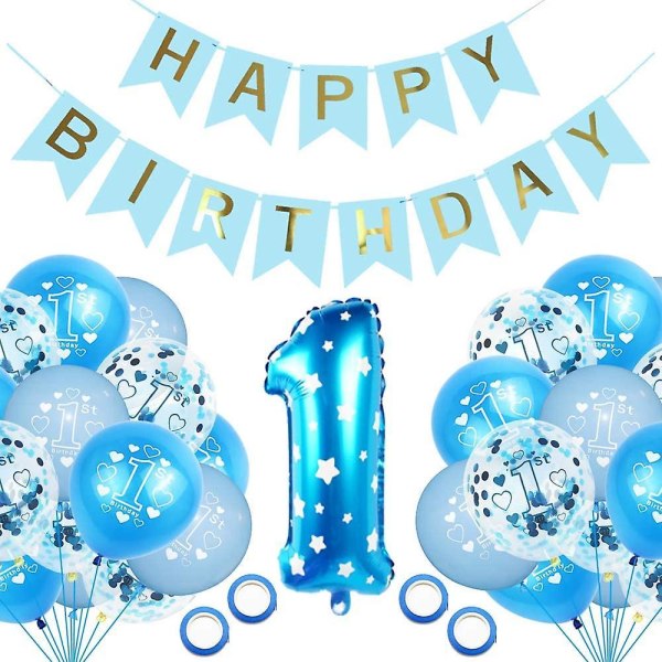 Birthday Decorations 1 Year Boy 1st Birthday Balloon Blue Confetti blue