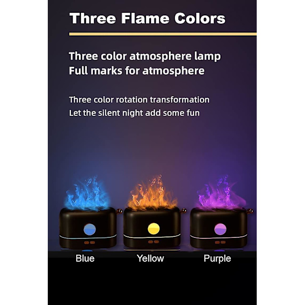 Flame Essential Oil Diffusers Aromatherapy Humidifier 200ml Air Purifiers Ultrasonic Aroma Diffuser 3d Flame Quiet Mist Water Vaporizerblack
