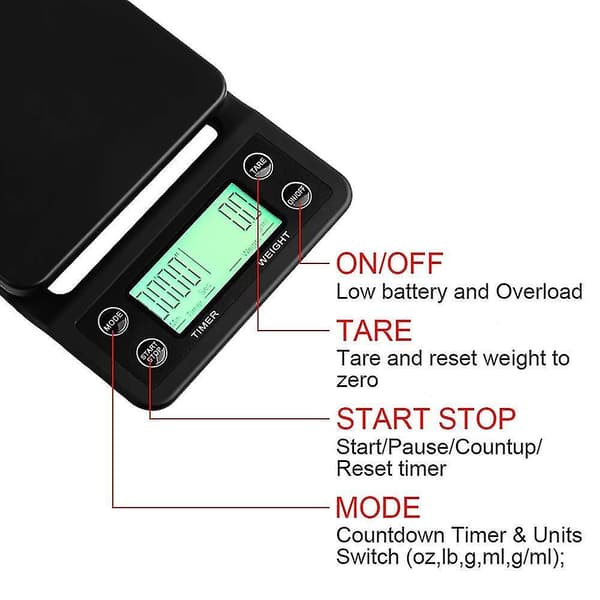 3kg 0.1g 5kg 0.1g Coffee Weighing 0.1g Drip Coffee Scale With Timer Digital Kitchen Scale High Precision Lcd Scales brown 5Kg