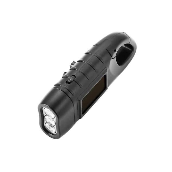 Hand Crank Solar Powered Flashlight, Emergency Rechargeable Led Flashlight, Survival Flashlight, Flashlight Torch For Outdoor Sports black