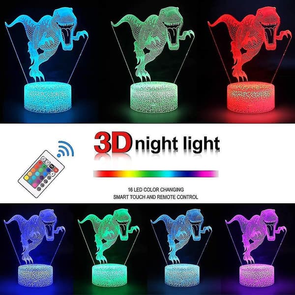7 Colors Changing Smart Switch Remote Control Usb & Battery Powered Jurassic Dinosaur