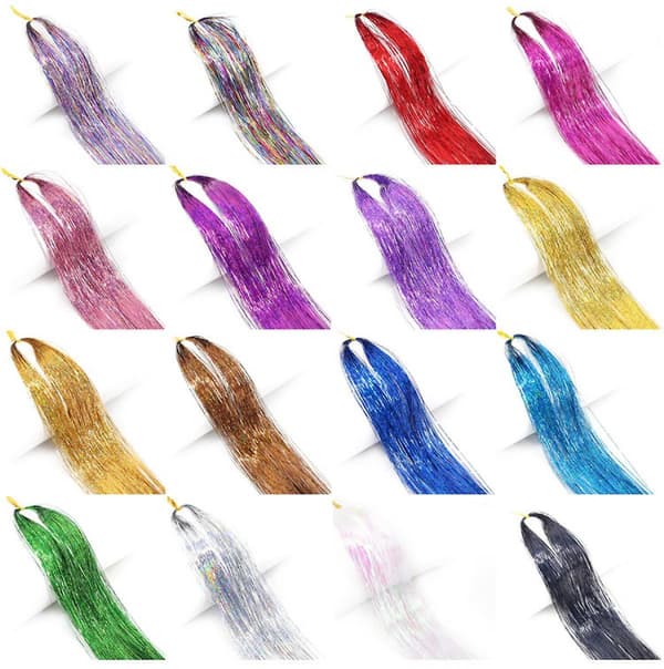 91 cm Hårglimmer Glitrende Glimmer Fe Hår Extensions Varmebestandig Fest Highlight sapphire