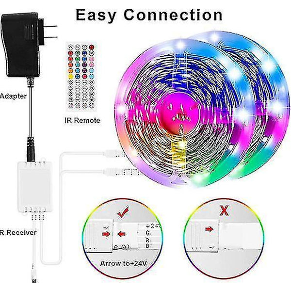 Led Strip Lights 20m Ultra-long Led Lights Strip Music Sync, App Control With Remote, Led Rgb Led Lights For Bedroom, Diy Color Options Led Tape Light RGB 24V European