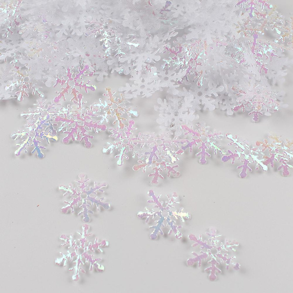 1000 stk. Glitter Snøfnugg Ornamenter Julepynt White