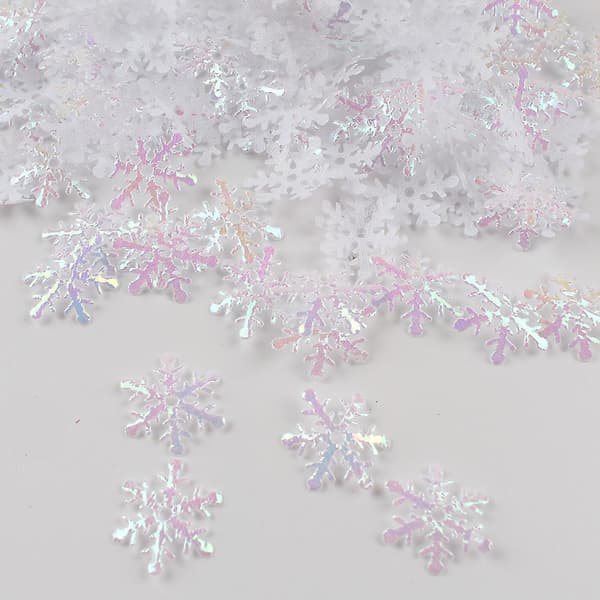 1000pcs Glitter Snowflake Ornaments Christmas Hanging Decorations White