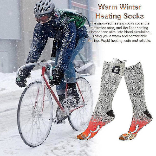 Lämmitettävät sukat ladattavat sähköakut unisex lämpöjalkojen lämmittimet gray