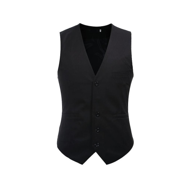 Men's V-neck Suit Vest Cotton Slim Four Seasons Vest Black M