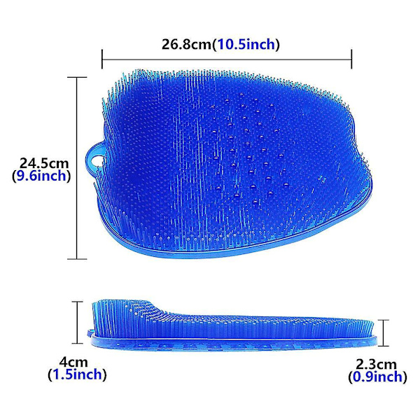 Larger Shower Foot Scrubber Mat With Non-slip Suction Cups- Cleans, Smooths, Exfoliates And Massages Your Feet Without Bending, Foot Circulation And S Blue