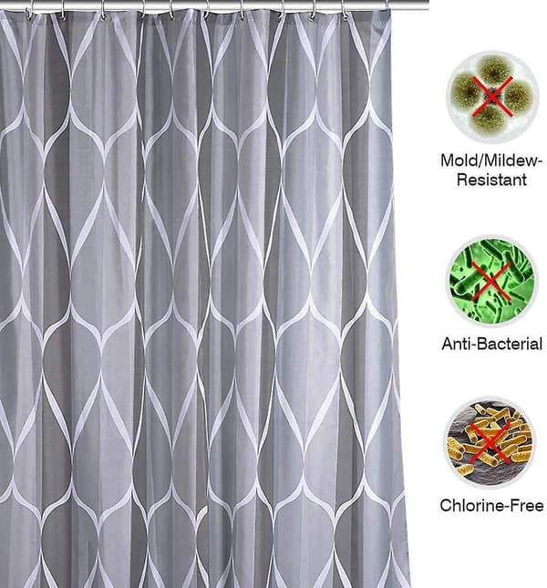 Shower Curtain, Waterproof Mildew Proof Polyester Bath Curtain For Bathroom Or Bathtub With 12 Rust Proof Hooks, 200x200cm