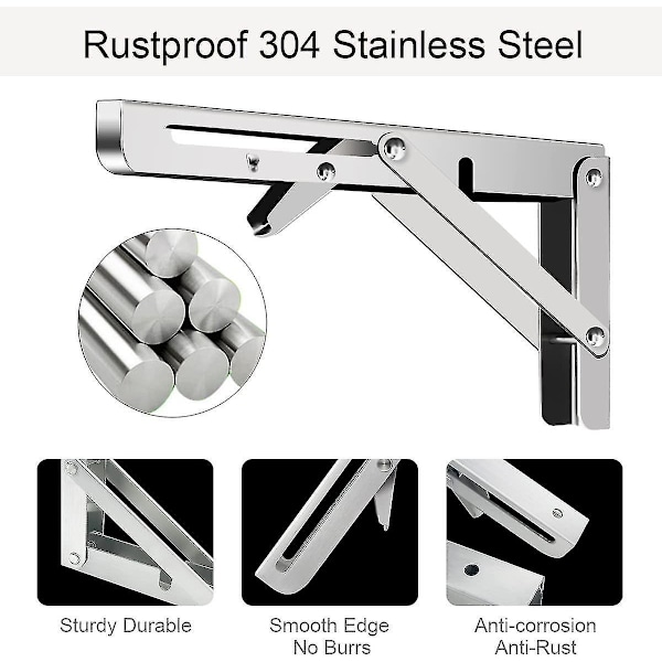 2 Pcs Folding Shelf Brackets Heavy Duty Foldable Wall Mounted L Brackets For Shelves 12 inch 30CM