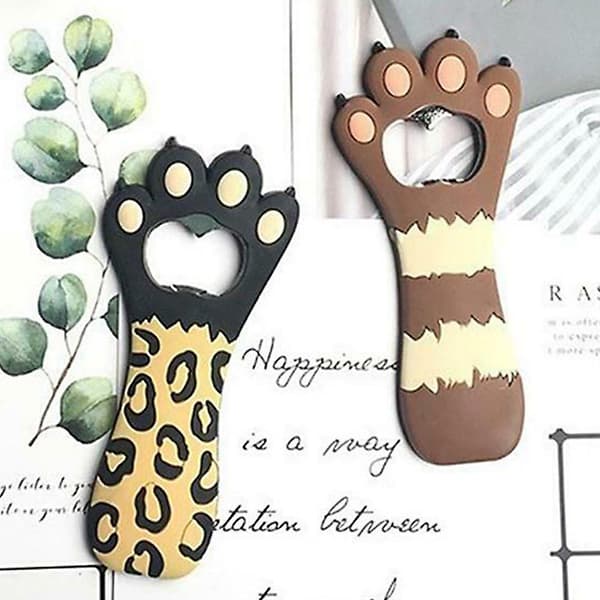 Søt Kattekloformet Flaskeåpner Kjøleskapsmagnet Ølåpnere Black Leopard