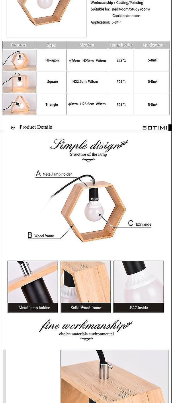 Kreativ Bordlampe Sengelampe i Tre