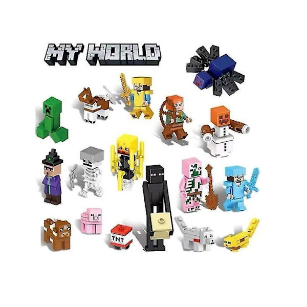 Sett med 16 Minecraft-figurer