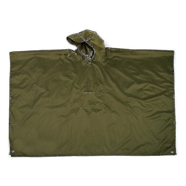 Regnponcho med hette, vanntett regnfrakk green