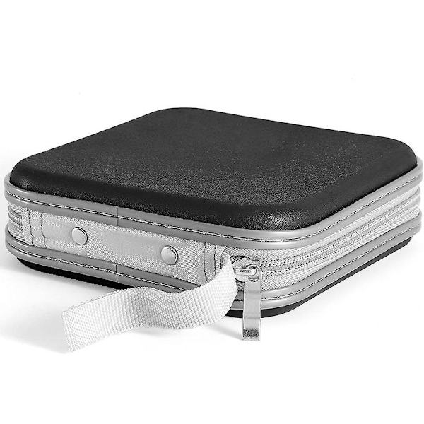 40 Capacity Cd Case, Hard Plastic Dvd Case Portable Zipper Cd Case Black