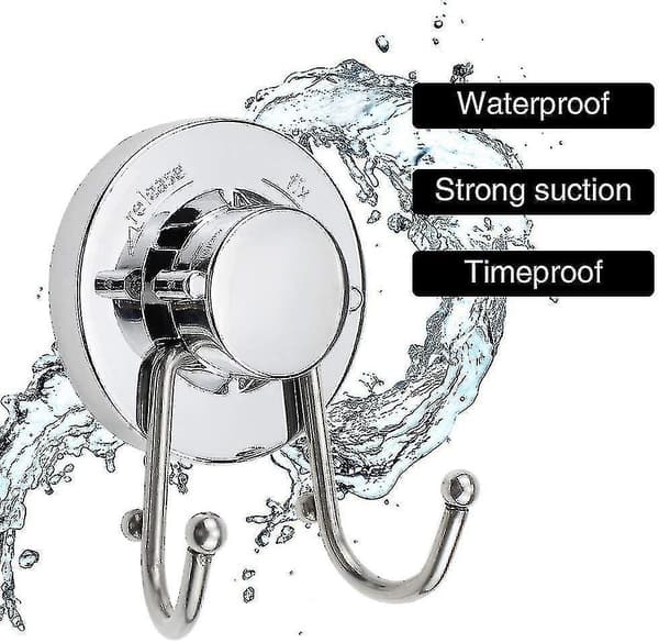 2 Pack Suction   Hooks For Bathroom And Kitchen, Stainless Steel, Water And Rust Resistant, 6kg Max Load