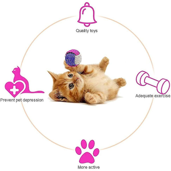 4pcs Interactive Cat Sisal Ball Sisal Ball Pet Cat Foam Ball Sisal Ball Random Color Suitable