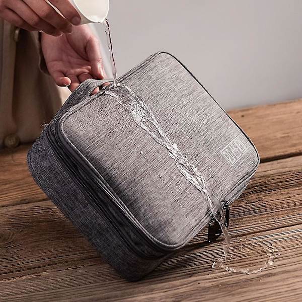 Travel Portable Accessories Storage Bags Usb Digital Gadgets Organizer Charger Bags Power Battery Kit Case Wires Zipper Hand Bag blue