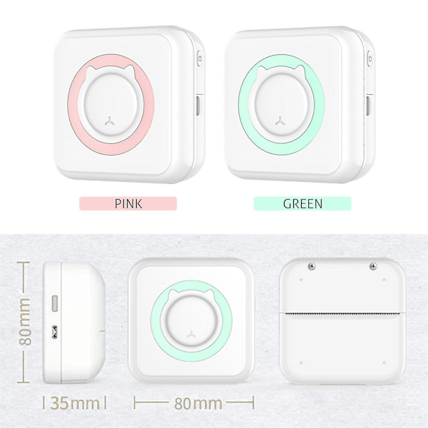Mini Wireless Multifunctional Thermal Photo Printer With 10 Paper Rolls Portable Pink