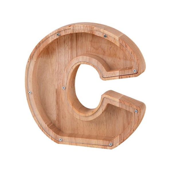 Wooden Piggy Bank Alphabet Cash Box Letters Coin Piggy Bank Kids Money Box C