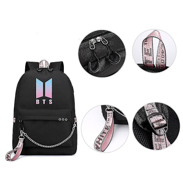 Bts Reppu Söpö USB-lataus Koululaukku Style2