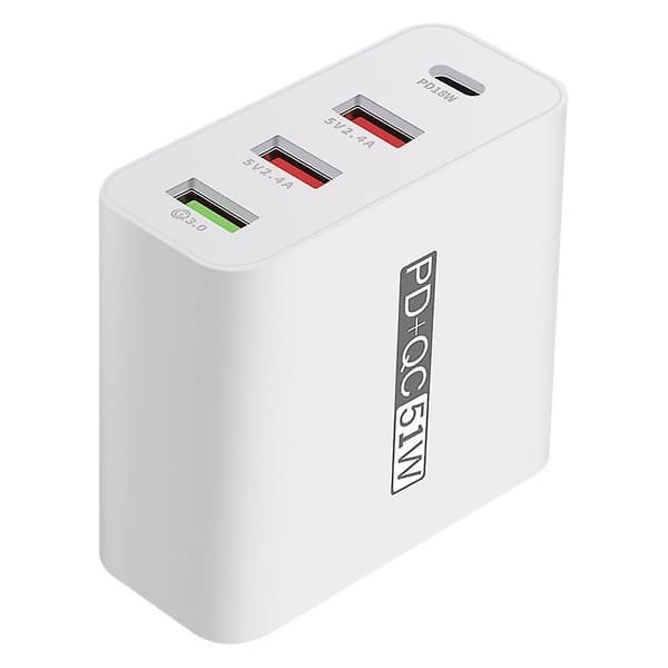4 Porte Pd+qc3.0 Adapter Usb Output Bærbar Hurtig Opladning 51w Adapter EU Plug
