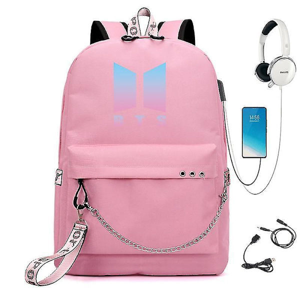 Bts Ryggsekk USB Lading Skolesekk Color 22