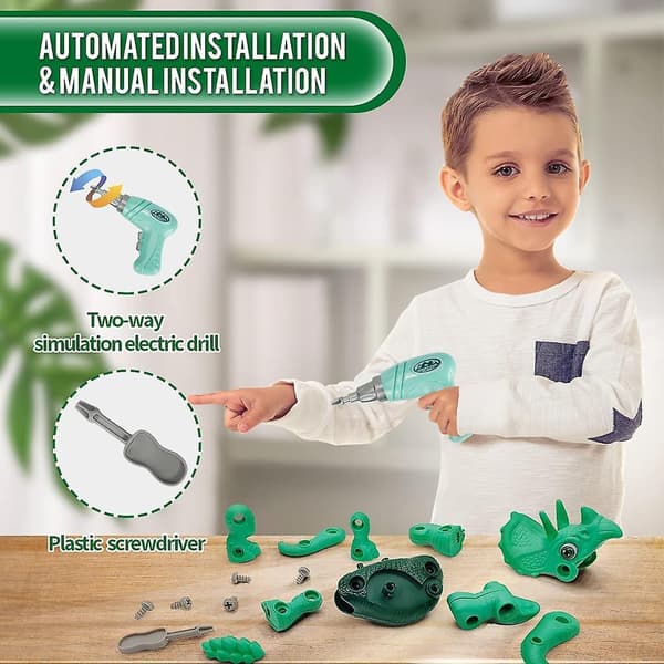 Dinosaurleker for barn DIY 3 pakker demonterbare dinosaurleker sett