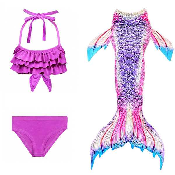 Børn Piger Havfruehale Bikini Sæt Badetøj Badedragt Svømmekostume Color 9 130
