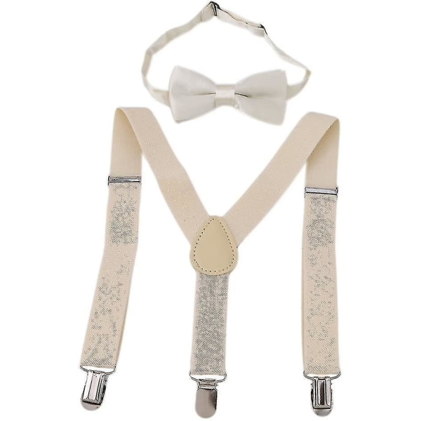 Children Boys Girls Suspenders Elastic Adjustable Braces Clip-on With Bow Tie Set