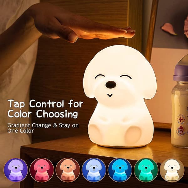 Cute Dog with remote Night Light For Kidssilicone Night LampsUsb Rechargeable