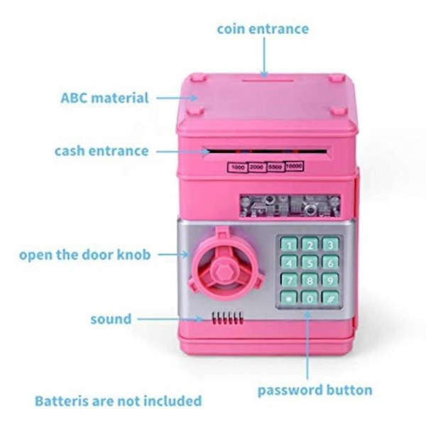 Piggy Bank, Electronic Atm Password Cash Coin Can Toy For Kids pink