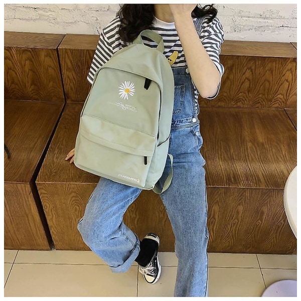 New Solid Backpack Girl School Bags For Teenage School Bag Nylon Daisy Printing Bag Black Light pink